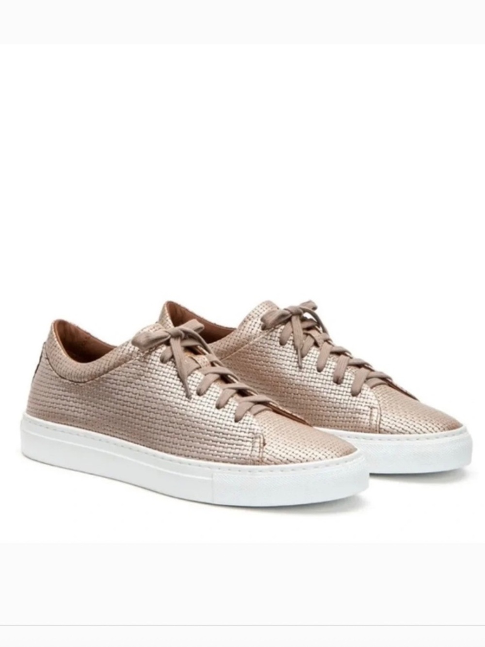$400 Aquatalia Avery Platinum embossed waterproof leather laceup sneakers sz 7.5